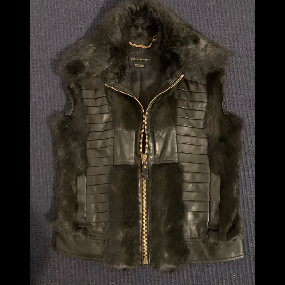 Christian Weber Rabbit fur leather vest
